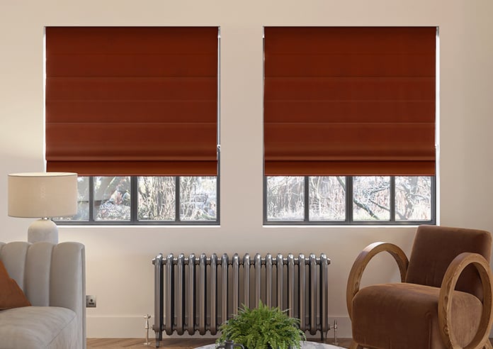 Ultra Luxe Velvet, Burnt Brick - Motorised Roman Blind - Image 3